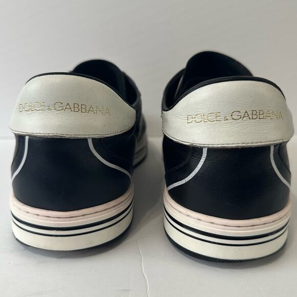 DG Dolce & Gabbana Roma Low Top Sneakers size US 11 Black Leather Milano Crown - Picture 3 of 9